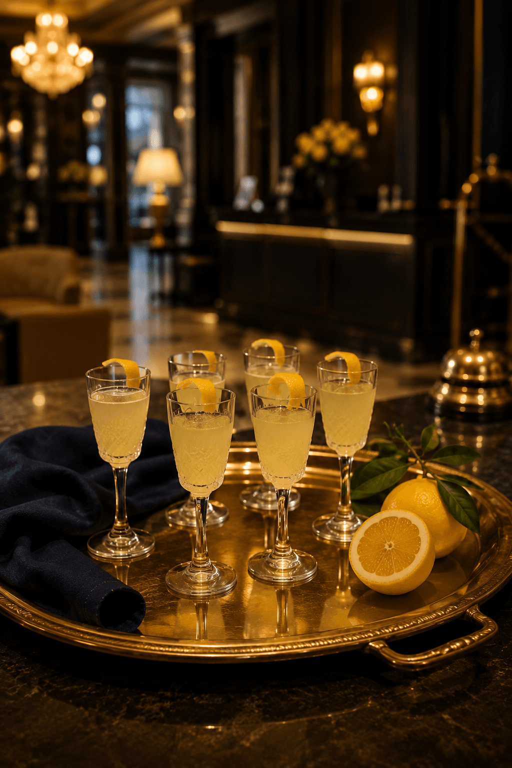 Welcome drink com limoncello para recepção em hotéis